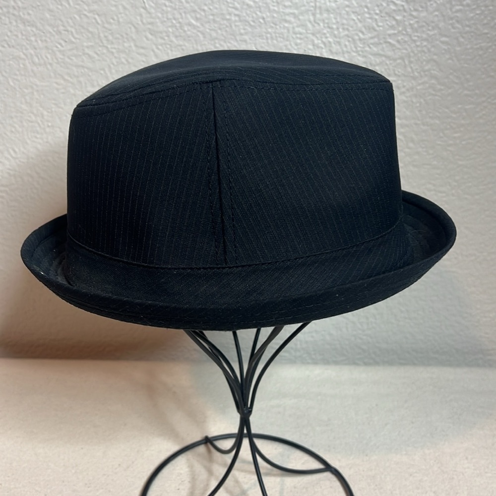 Peter Grimm Black Pinstripe Fedora Hat | L/XL | Classic Dress Hat - Picture 4 of 6